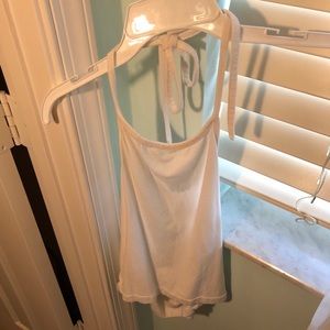 White halter crop top
